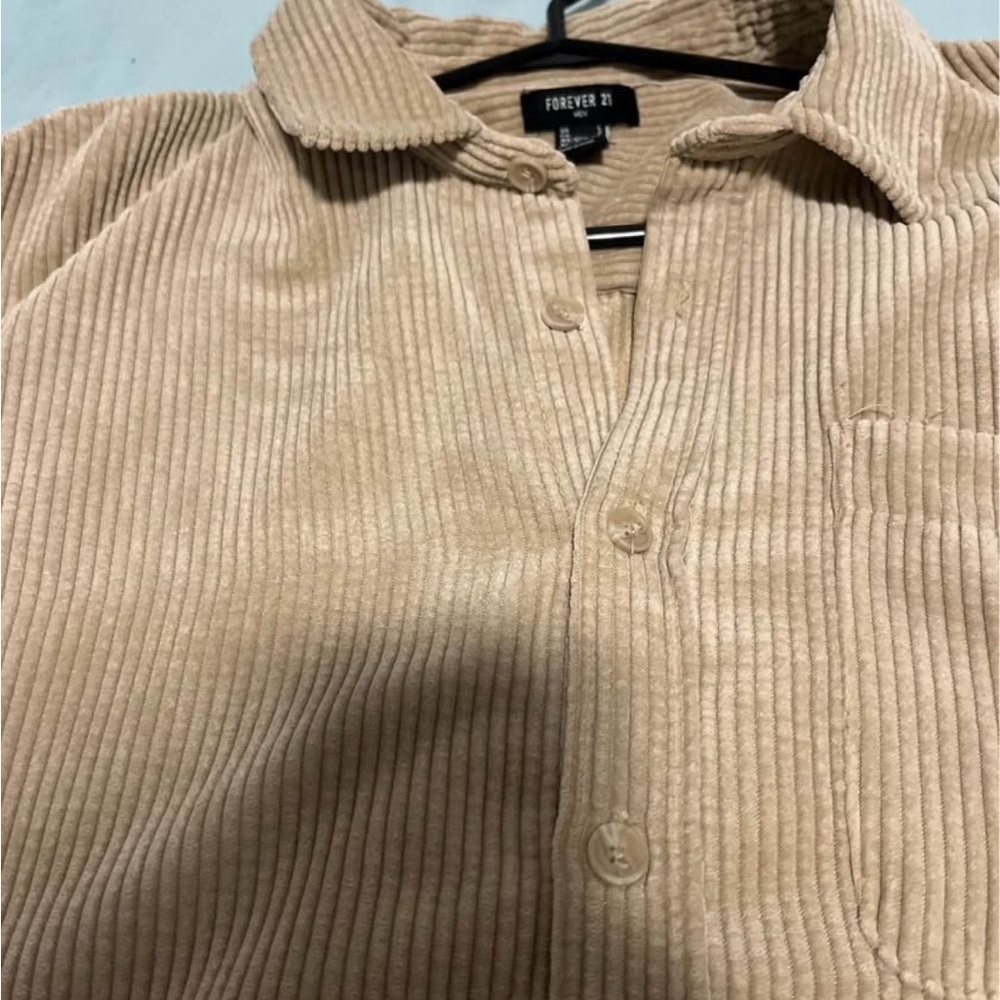 Forever 21 Beige Corduroy Button-Up